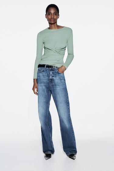 TOP À TEXTURE ET PLIS - Vert sauge de Zara - Image 0