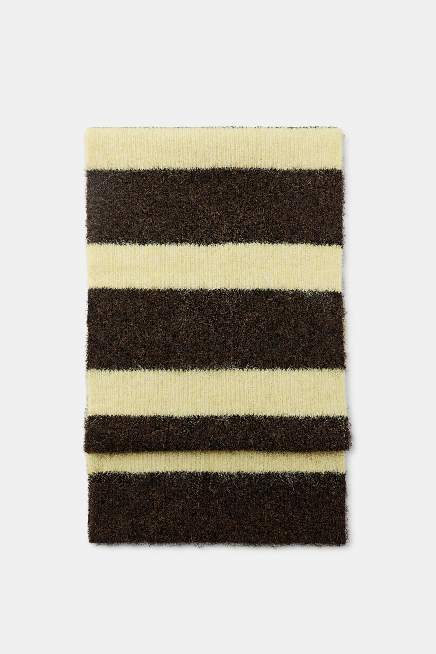 Женский шарф Zara Striped Knit, цвет: Жёлтый — фото 7