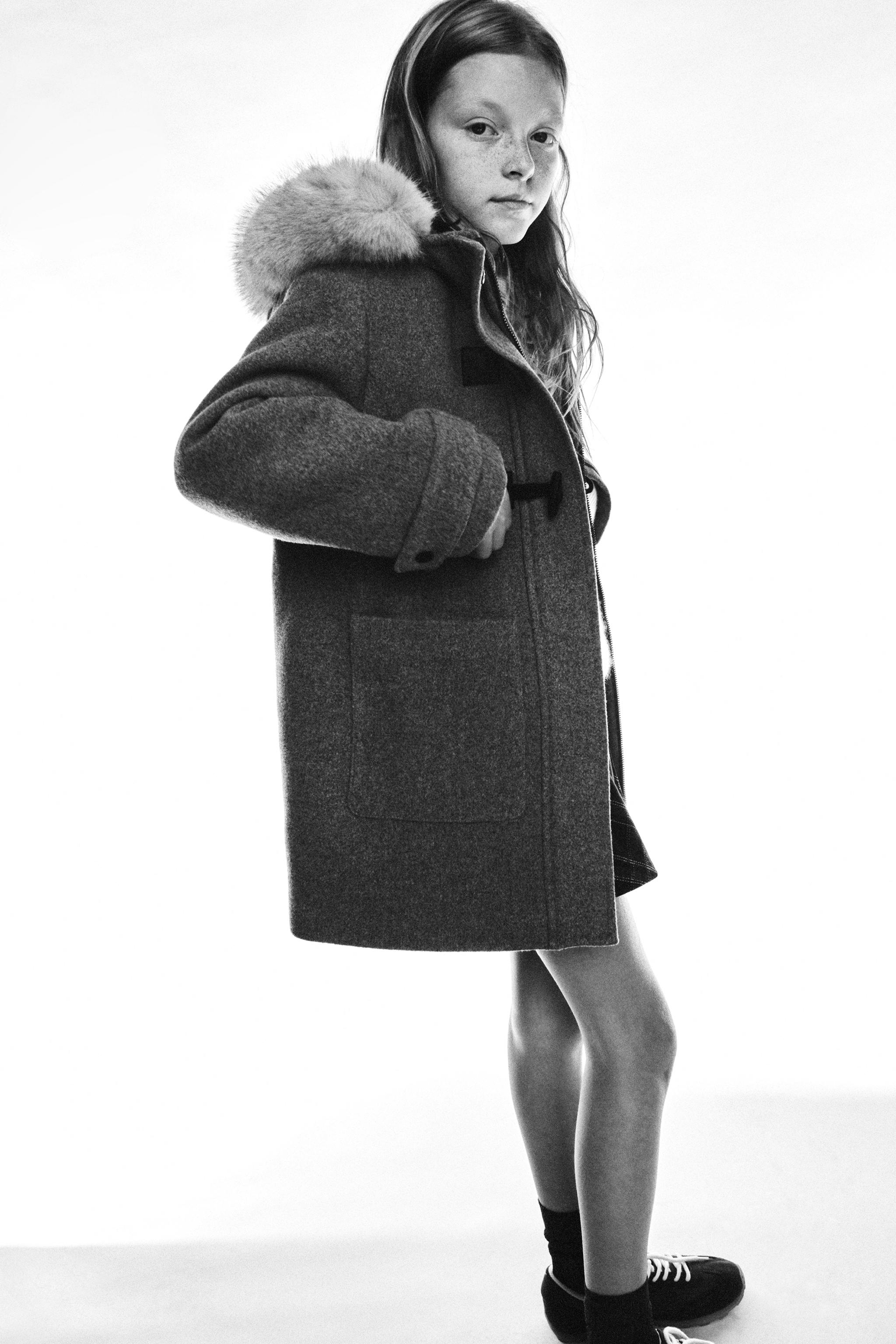 Duffle coat with faux fur hood online