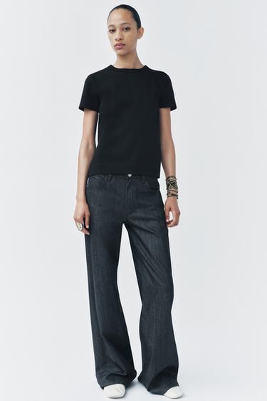 INTERLOCK-T-SHIRT MIT KURZEN ÄRMELN - Schwarz von Zara - Bild 0