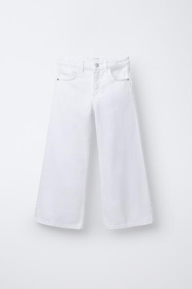 JEANS WIDE LEG - Blanco de Zara