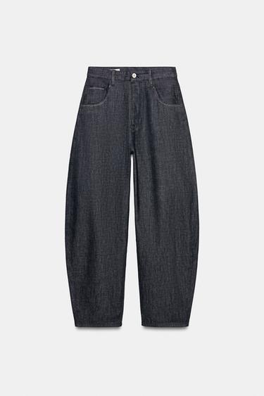 TRF HIGH-WAIST BARREL JEANS - Dark indigo by Zara