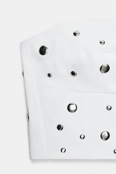 BANDEAU WITH STUDS - White by Zara - Image 4