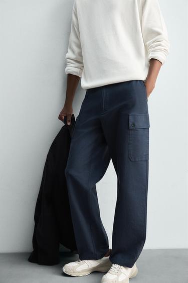 Zara REGULAR FIT CARGO PANTS - Indigo