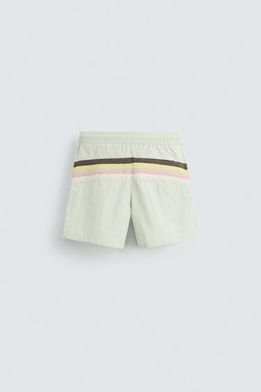 MID-LENGTH CONTRAST STRIPE SWIMMING TRUNKS - Sea green by Zara - Image 6