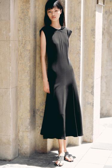 ZW COLLECTION CREPE LONG DRESS - Black by Zara - Image 0