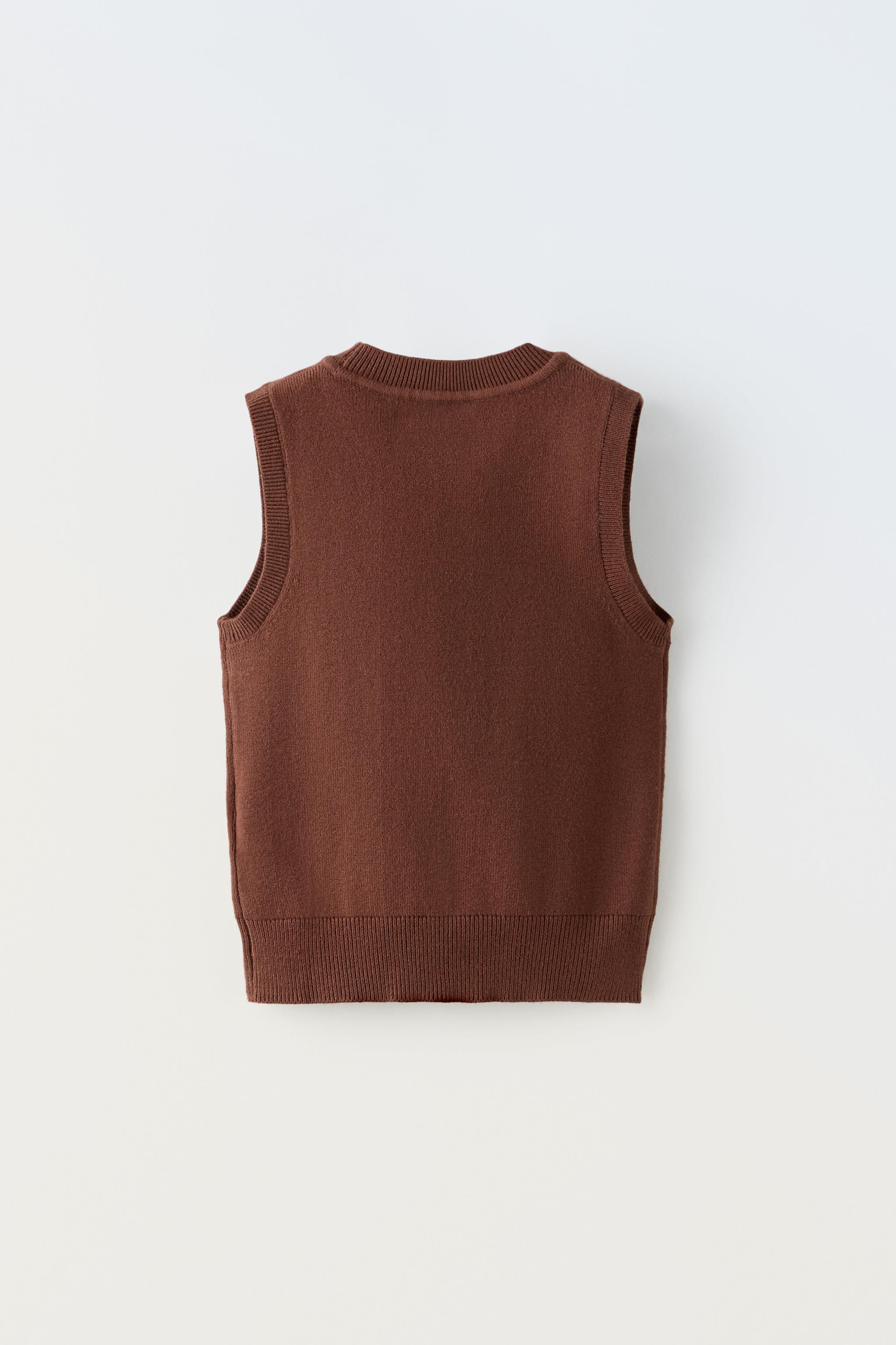 Zara Sleeveless Knit Top Brown Kids