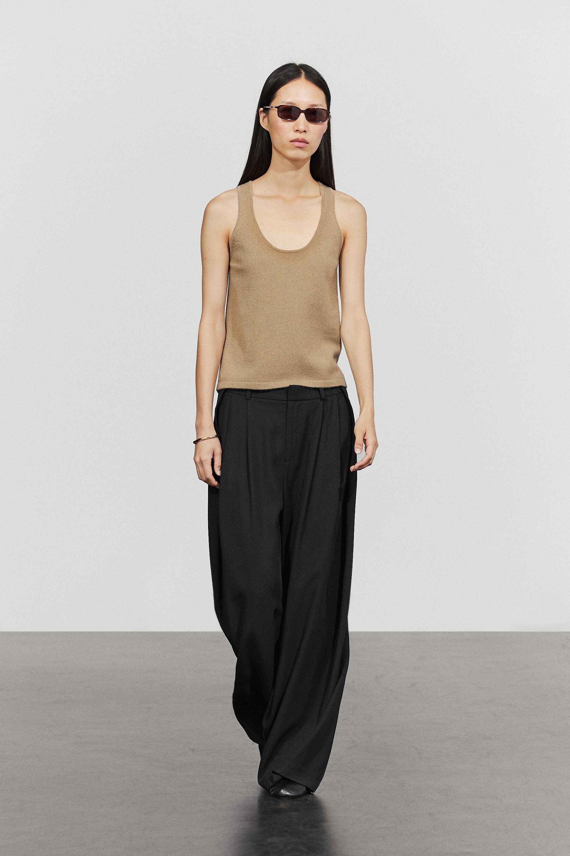Wool blend knit round neck top — Greenish