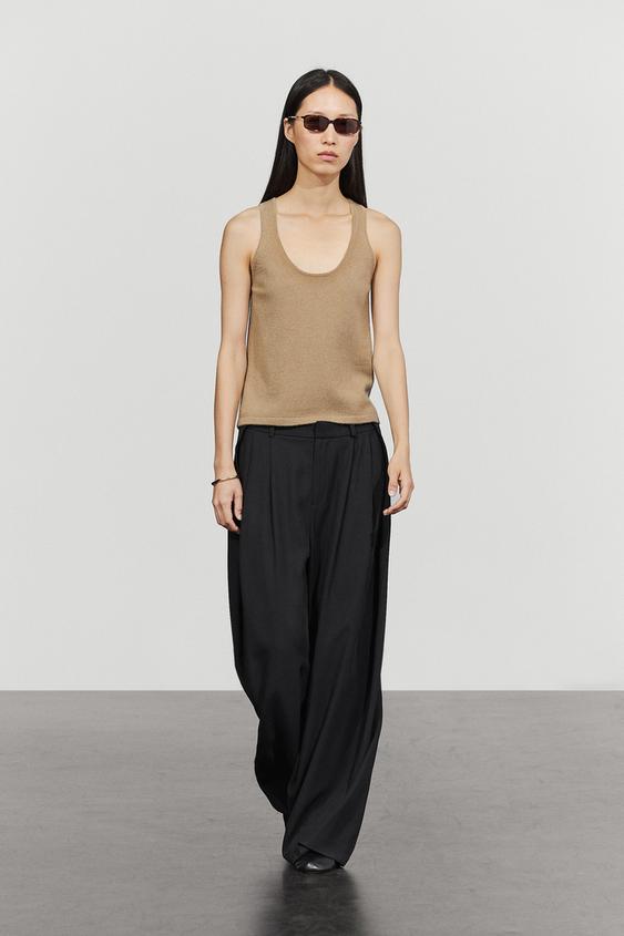Zara Wool blend knit round neck top - Greenish - Image 0