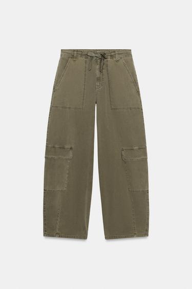 PANTALÓN OVERSIZE CARGO - Khaki oscuro de Zara