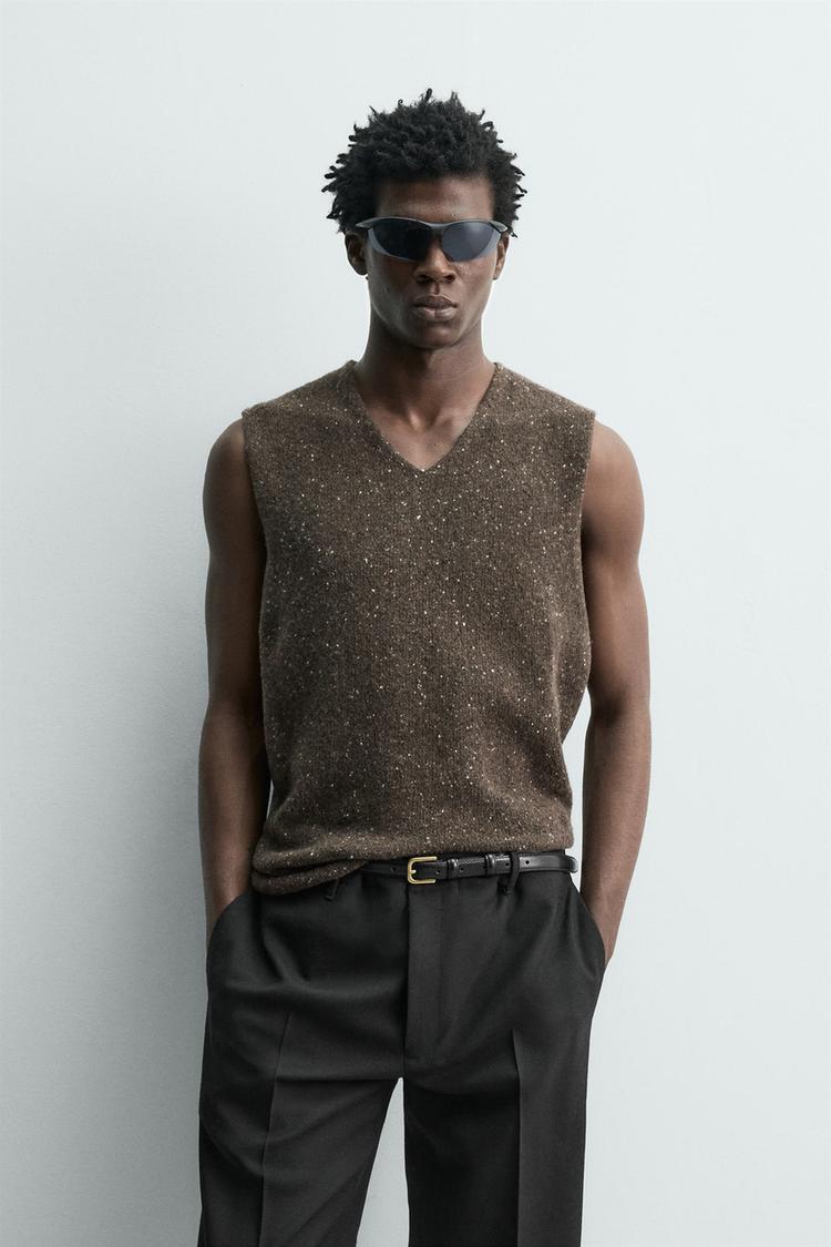 ZARA FLECKED KNIT VEST