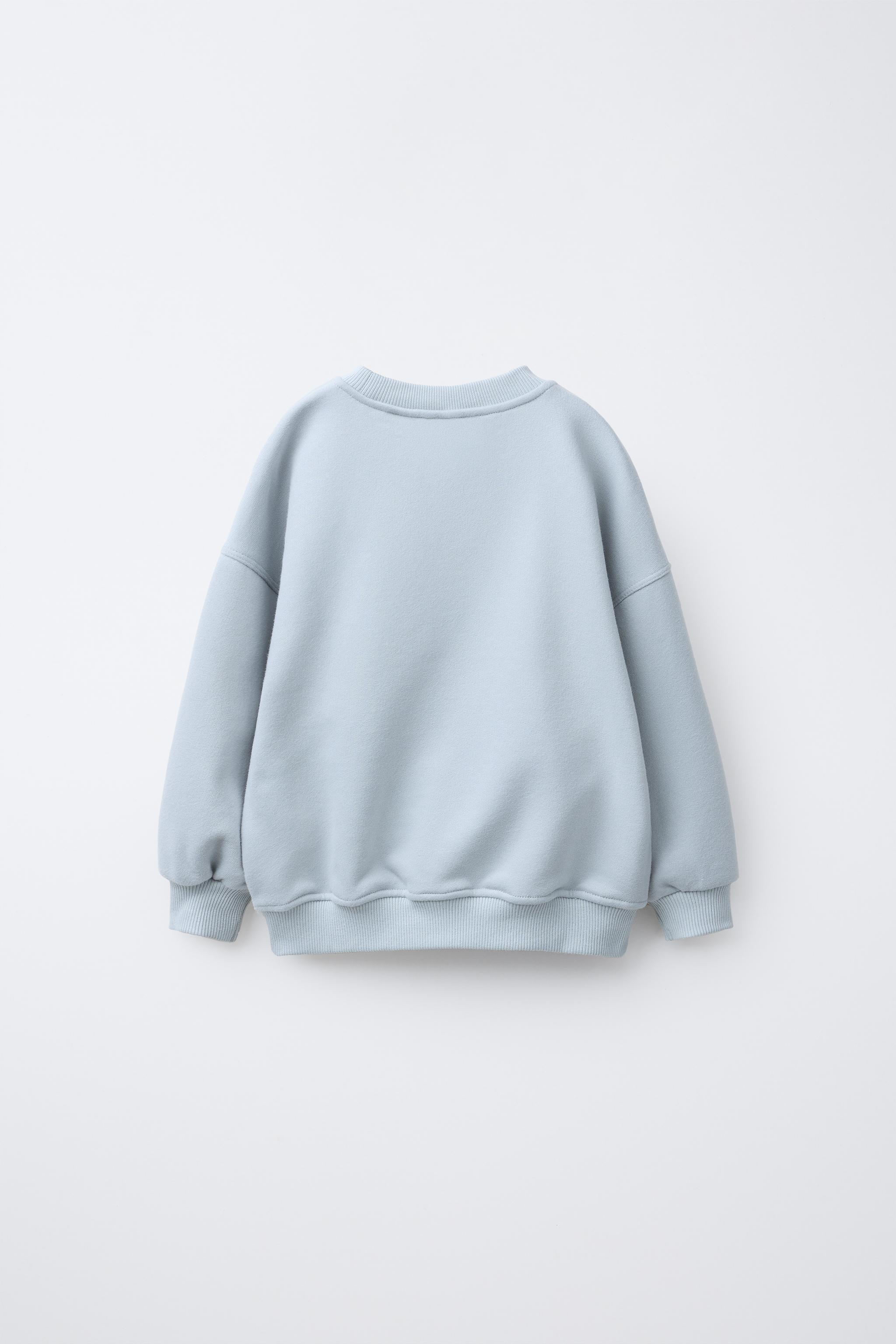 ★ZARA★ TEXT AND PATCH SWEATSHIRT TEXT PRINT SWEATSHIRT - Cornflower blue | ZARA United States