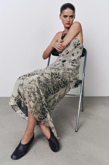 ROBE LONGUE IMPRIMÉE - Noir / Blanc de Zara - Image 4