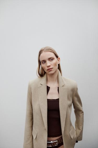 BLAZER DROIT À ÉPAULETTES - Marron clair de Zara - Image 0
