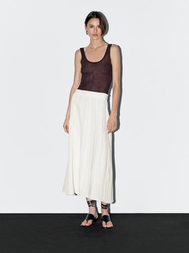 Zara Flared midi skirt with seam details - Ecru