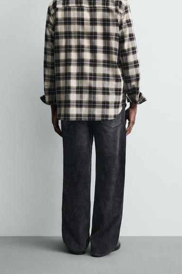 PANTALON BAGGY EN VELOURS CÔTELÉ À COUTURES TORSADÉES - Noir de Zara - Image 2