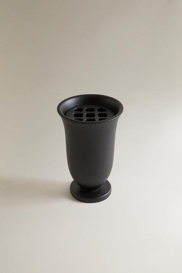 STONEWARE STEMMED VASE | STUDIO MARY LENNOX - Black by Zara - Image 0