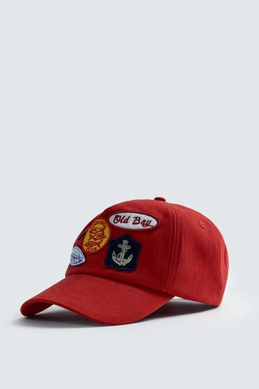 CONTRAST PATCH CAP - Red by Zara