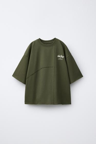 Zara SEAM DETAIL SWEATSHIRT - Khaki