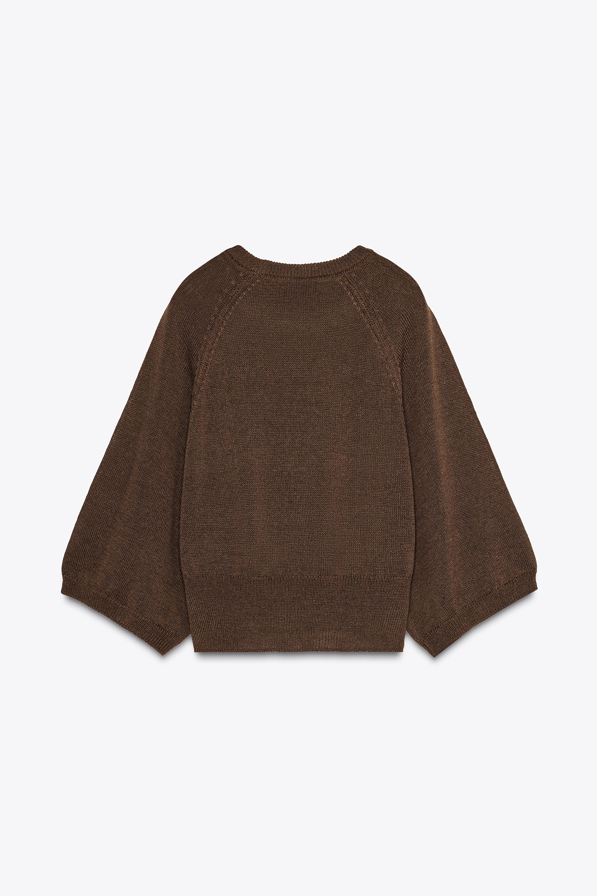 【ZARA】フリンジニットケープ 3739/026 ワイドスリーブニットセーター - ブラウン | ZARA Japan / 日本