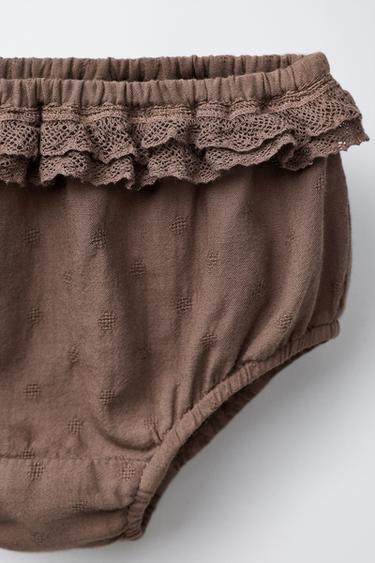 EMBROIDERED LACE BRIEFS - Brown by Zara - Image 2