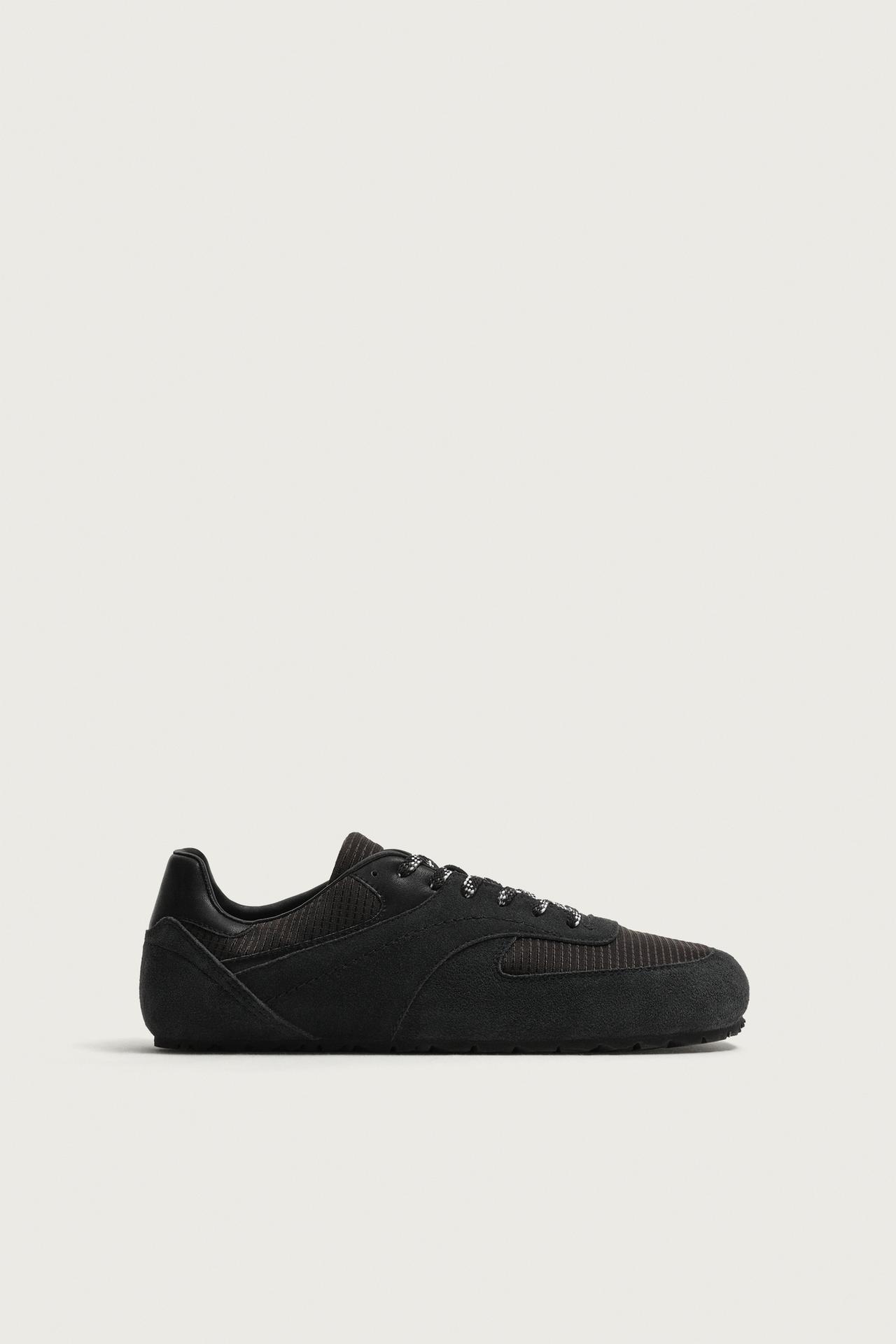 BAREFOOT LEATHER DETAIL SNEAKERS — Black