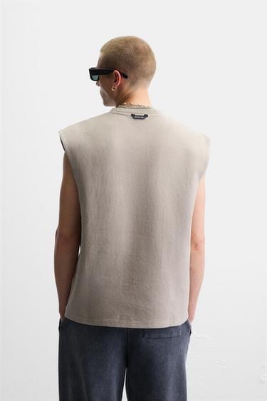 T-SHIRT TANK RELAXED FIT - Gris de Zara - Image 2