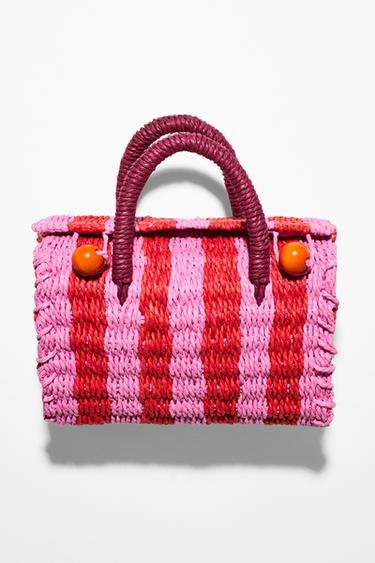 BOLSO COFRE RAYAS - Rosa de Zara