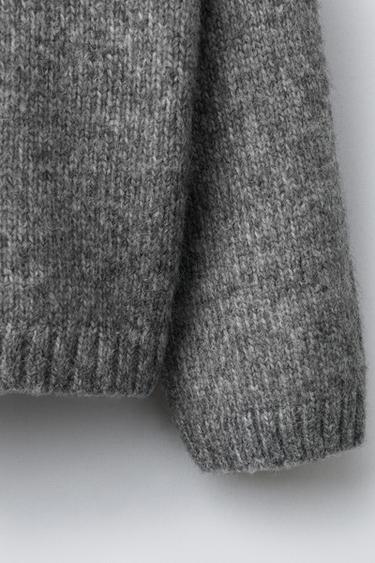 PULL EN MAILLE BRODÉ - Gris chiné de Zara - Image 3