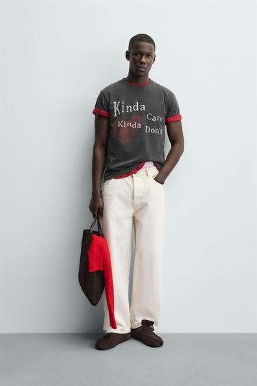 CAMISETA ESTAMPADO CORAZÓN - Antracita oscuro de Zara - Imagen 0