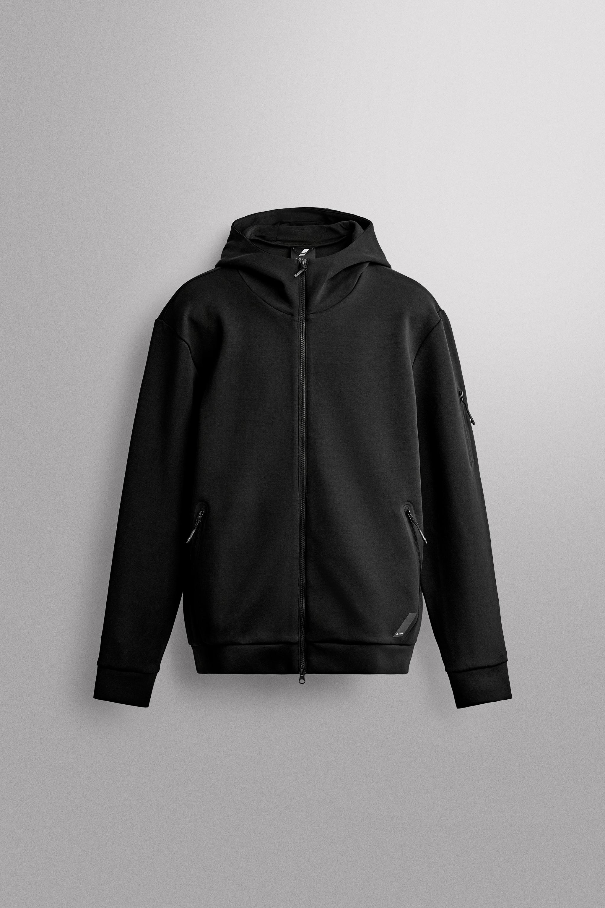 TECHNICAL ZIP-UP HOODIE — Black