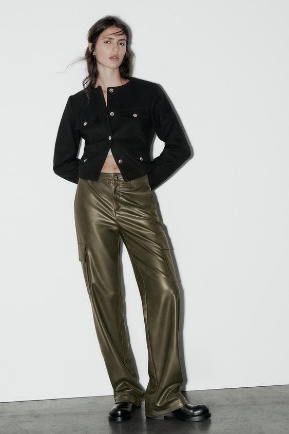 CROPPED JACKET WITH FLAPS Black ZARA Australia