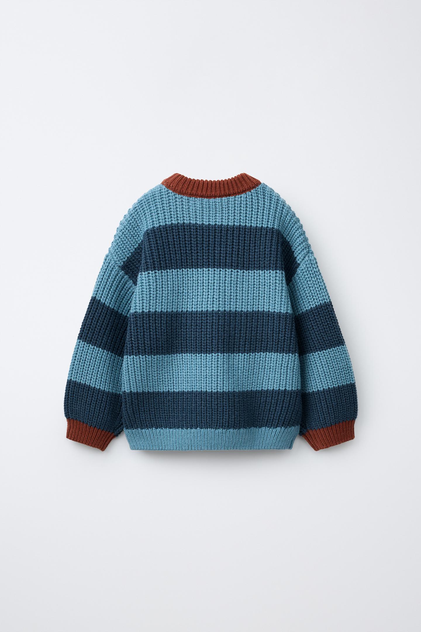 Детский свитер Zara Striped Knit, цвет: Синий — фото 2