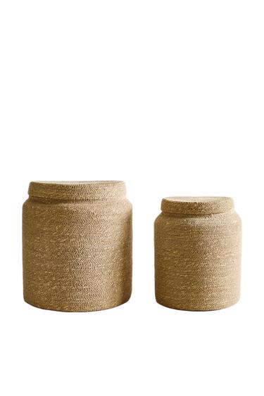 SEAGRASS BASKET WITH LID - Light beige by Zara