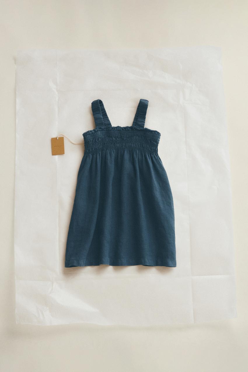 ZARA TIMELESZ - ストラップ リネン ワンピース - ブルー | ZARA Japan 