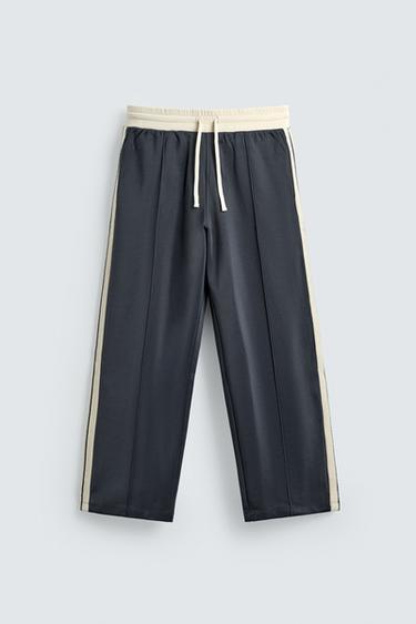 WIDE-LEG JOGGER TROUSERS WITH SIDE TAPING - Blue by Zara