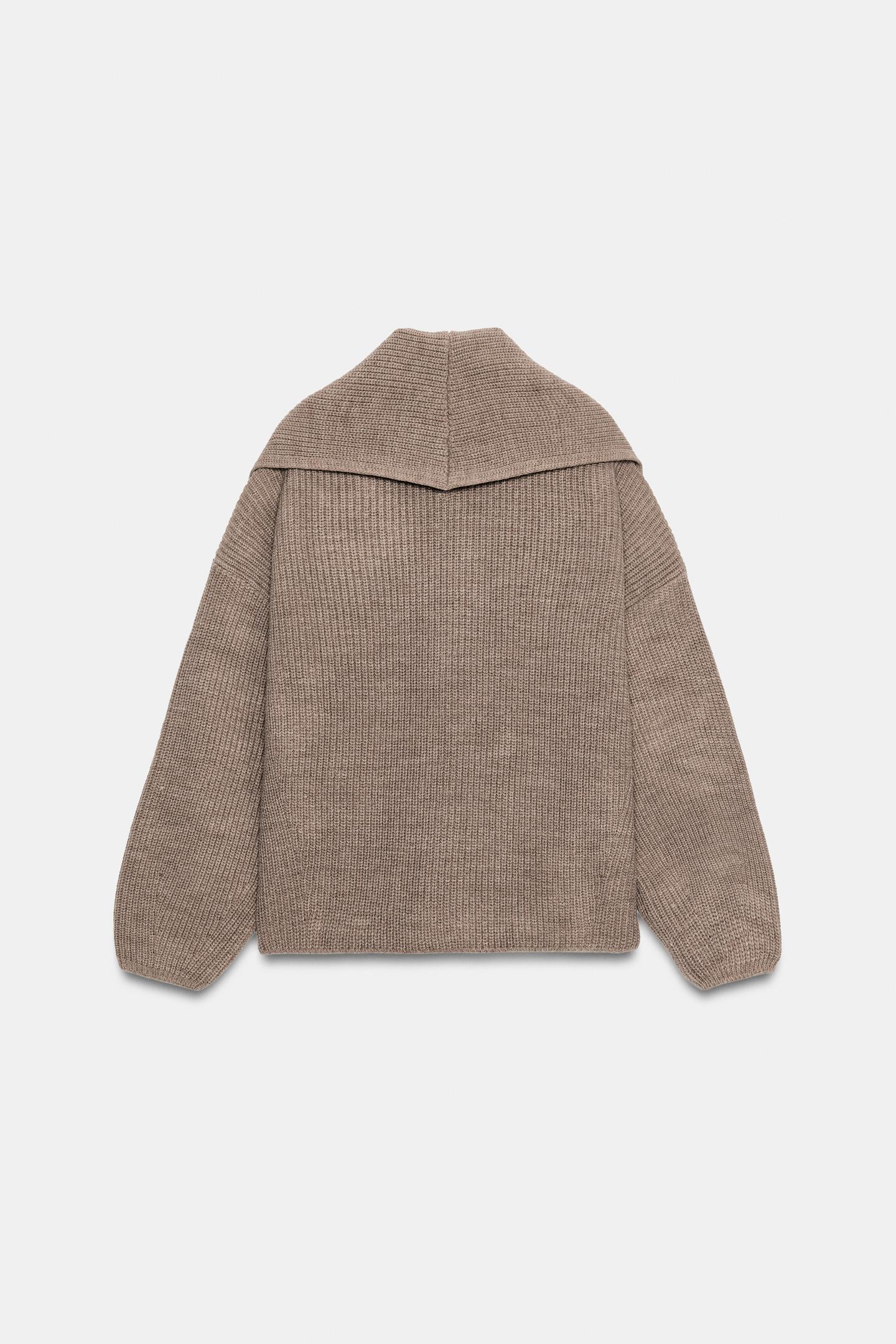 Женская куртка Zara Double-Breasted Knit, цвет: Коричневый / Серо-коричневый — фото 9