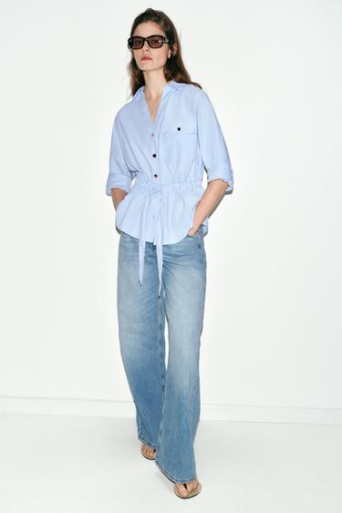 CAMISA SAFARI POPELÍN - Azul claro de Zara - Imagen 0