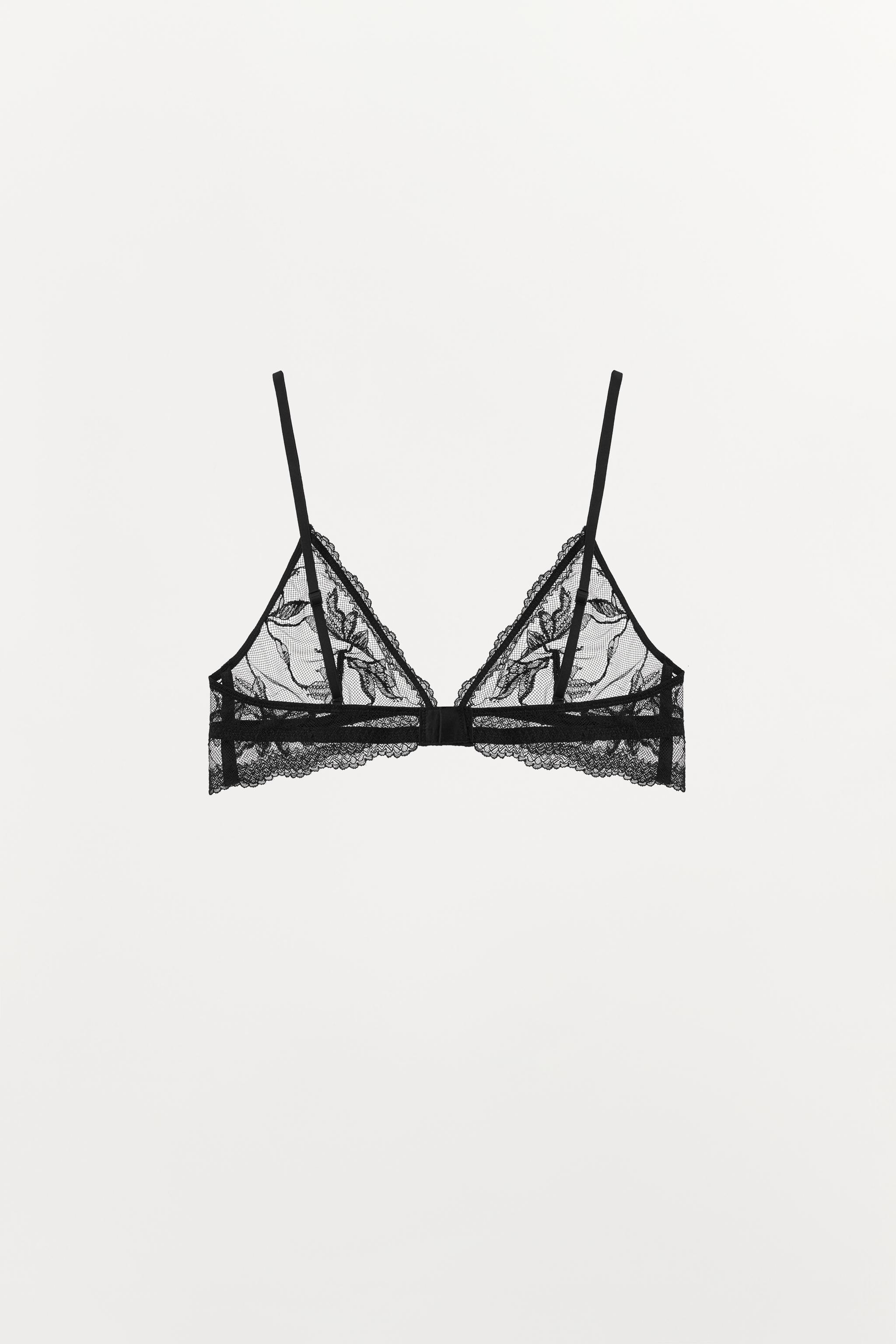 TRIANGLE BRA WITH FLORAL EMBROIDERY