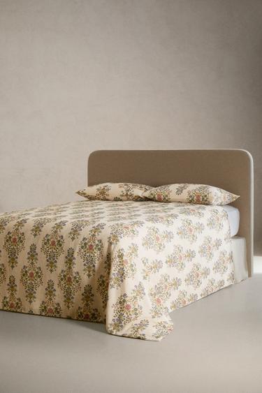 FLORAL COTTON BLEND DUVET COVER - Ecru by Zara - Image 1