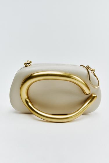 Zara GOLD CLASP BOX BAG - white