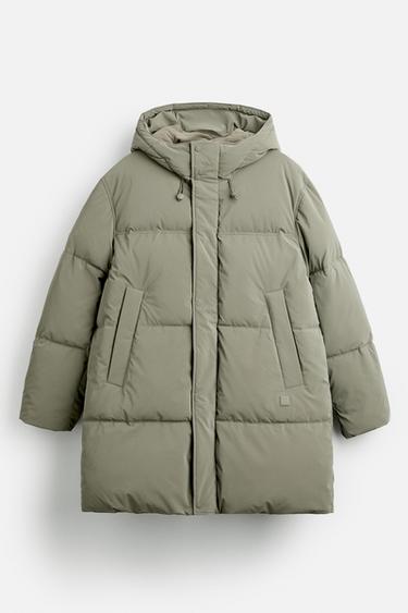 CAZADORA ACOLCHADA LARGA - Verde gris de Zara