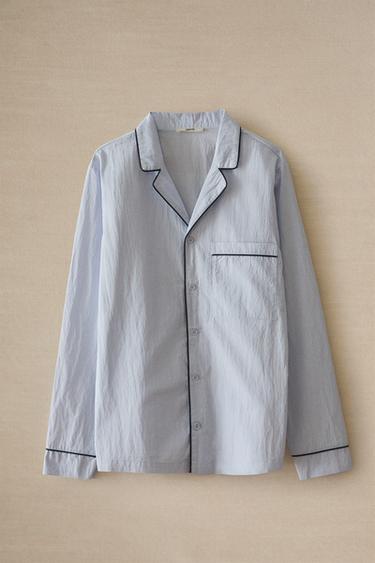 BLACK SHIRT WITH PIPING - Light blue by Zara - Image 4