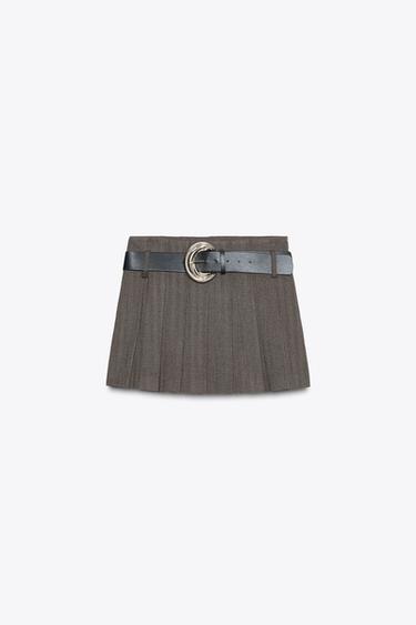 PLEATED SKORT WITH BELT - Brown by Zara
