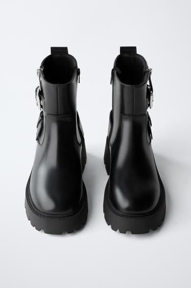 ANKLE BOOTS WITH BUCKLES - Black by Zara - Image 3