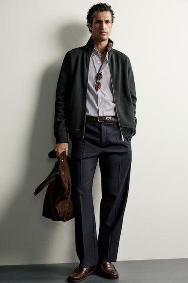 PANTALÓN REGULAR FIT 100% LANA - Marino de Zara
