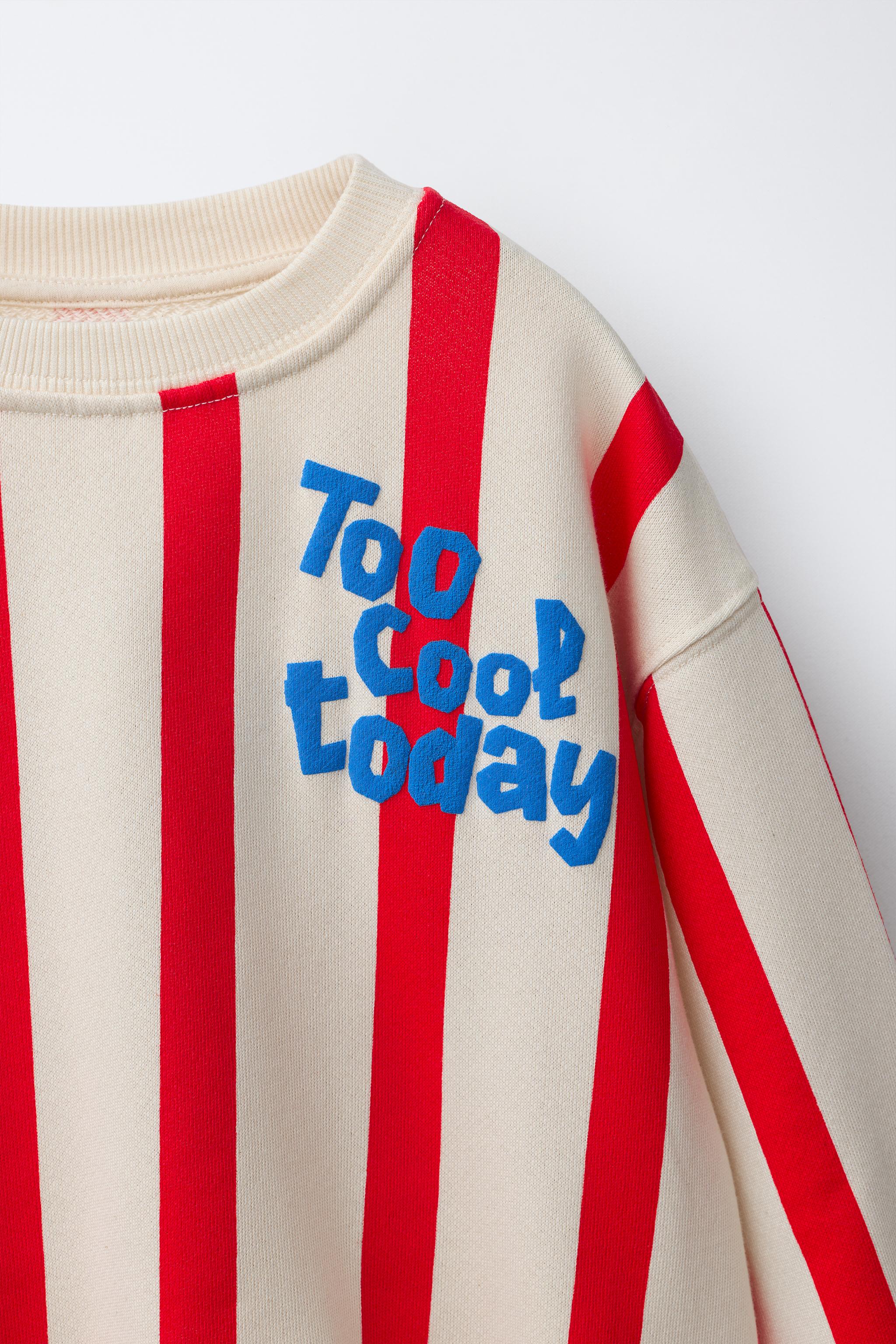Zara STRIPED SWEATSHIRT WITH RAISED TEXT — фото 4