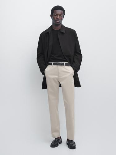 Pantalon slim coton mélangé - Beige de Zara