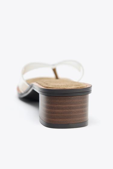 SANDALES À TALONS LARGES EN VINYLE - Beige clair de Zara - Image 4