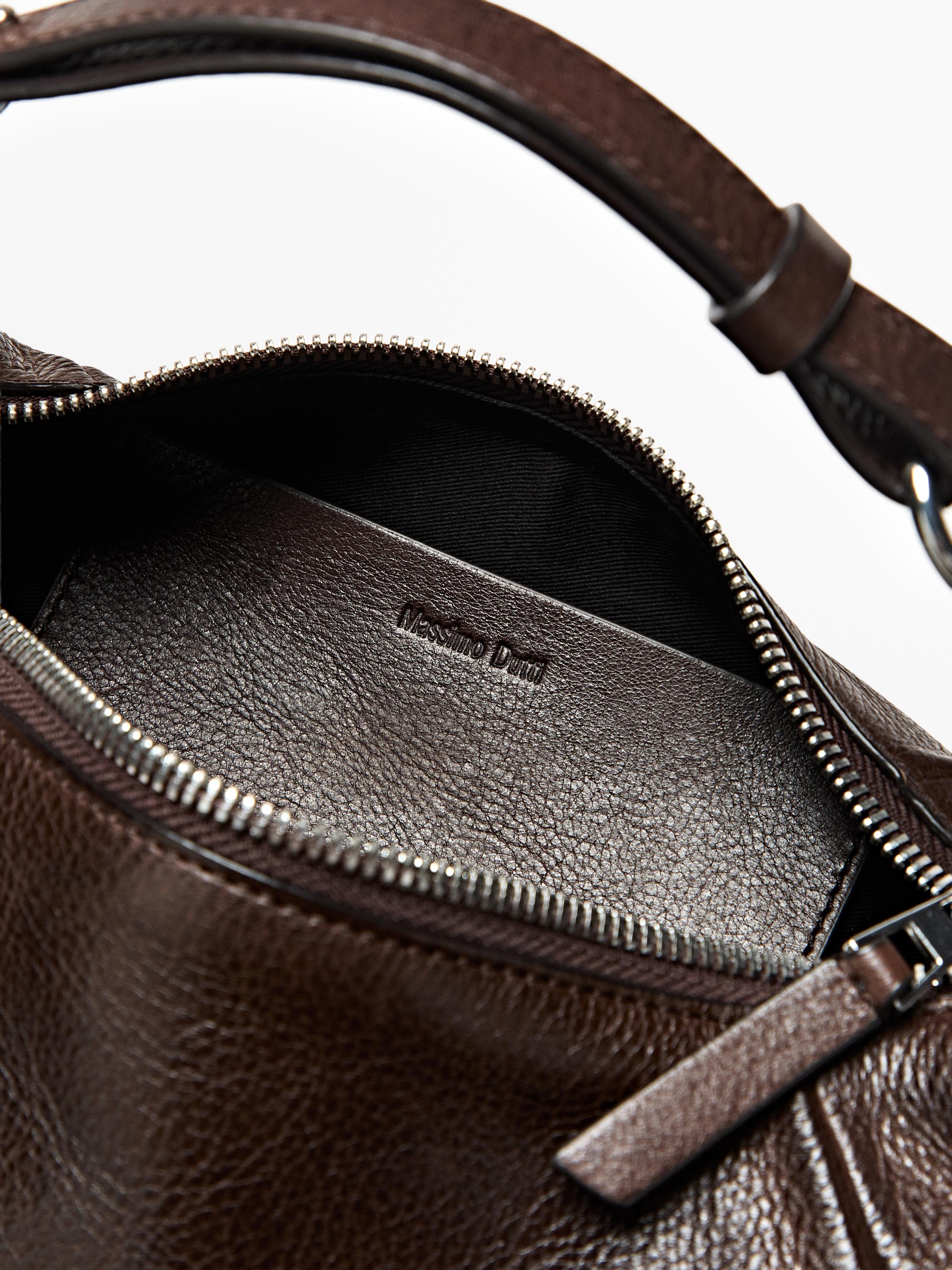 Nappa leather bag with metal buckle